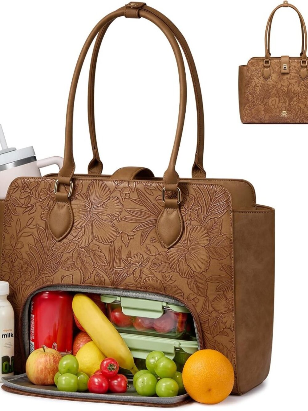 2-in-1 Work Bag with Lunch Compartment, Lunch Tote Bag for Women